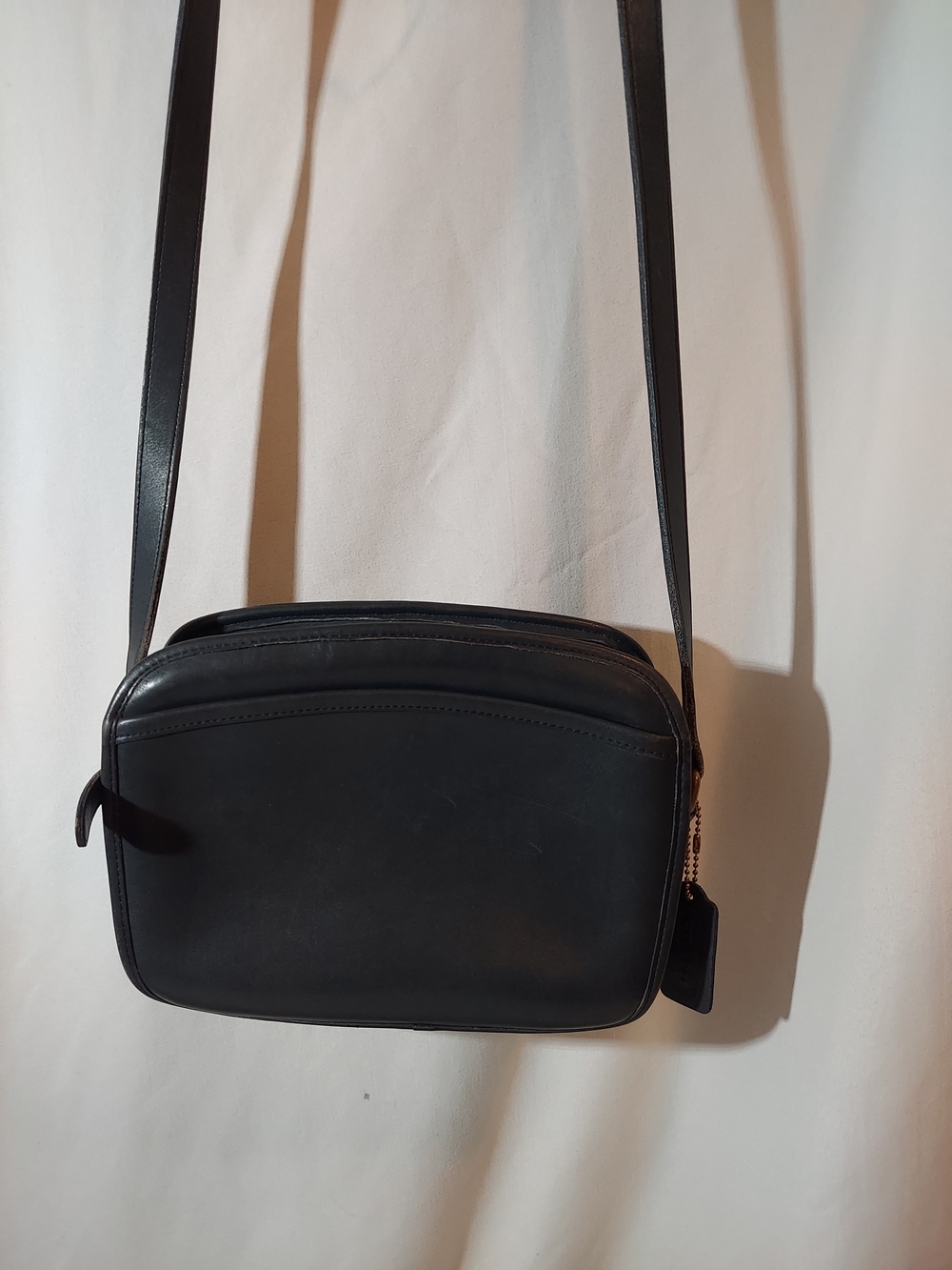 RARE VTG 70s Coach Navy Leather Crossbody Pre-Serial Camera Bag - Picture 2 of 11